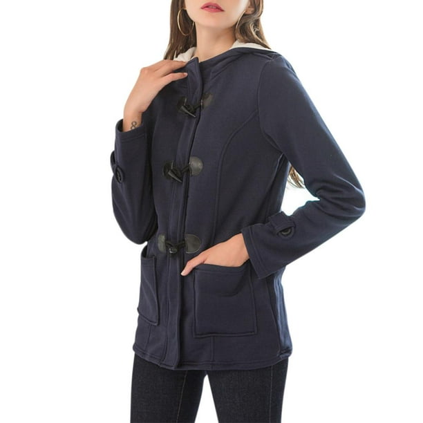 YUNY Women Outwear Overcoat Hooded Snowsuit Cotton-Padded Parka Dark Blue 2XL 